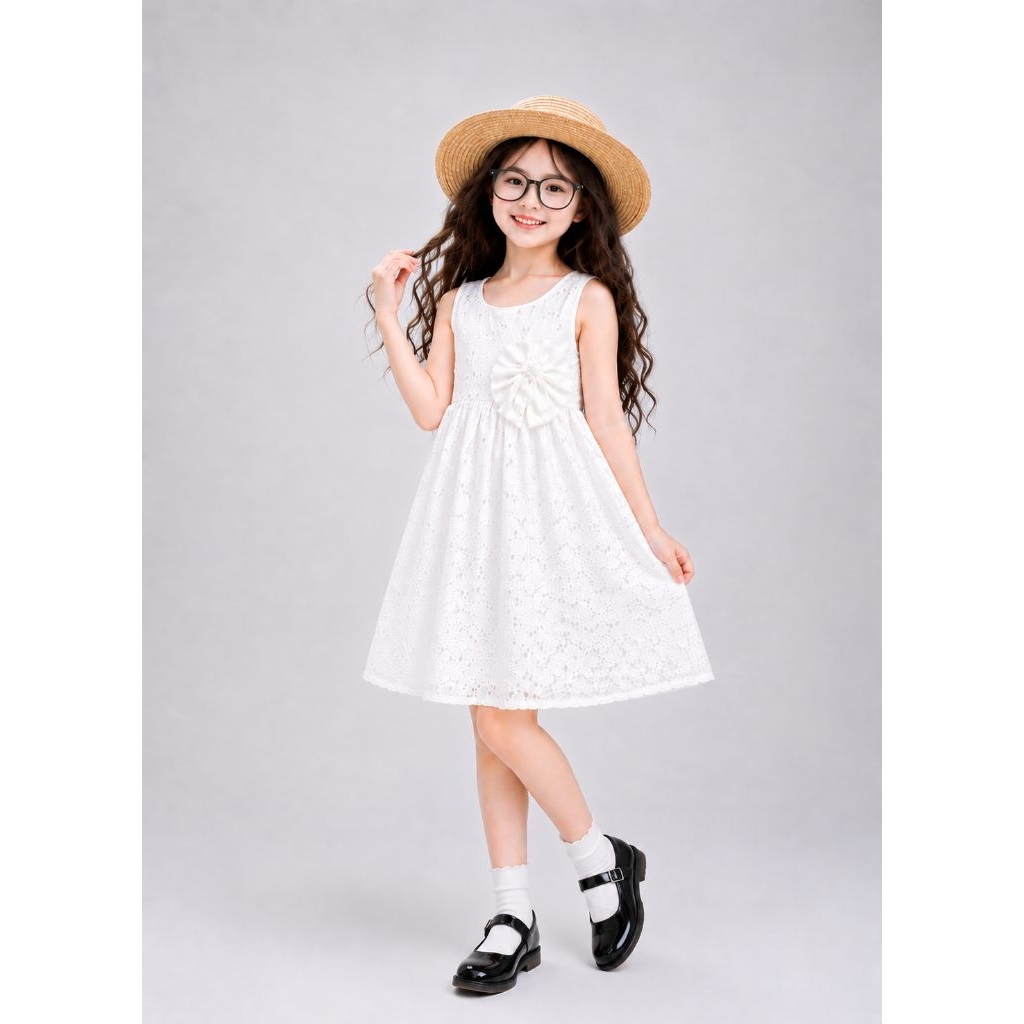 Váy  Đầm Trắng Cao Cấp Dự Tiệc Thêu Hoa Xinh Cho Bé Gái 1-11T 12-40kg 2 lớp dáng xòe màu hồng đi học, biểu diễn