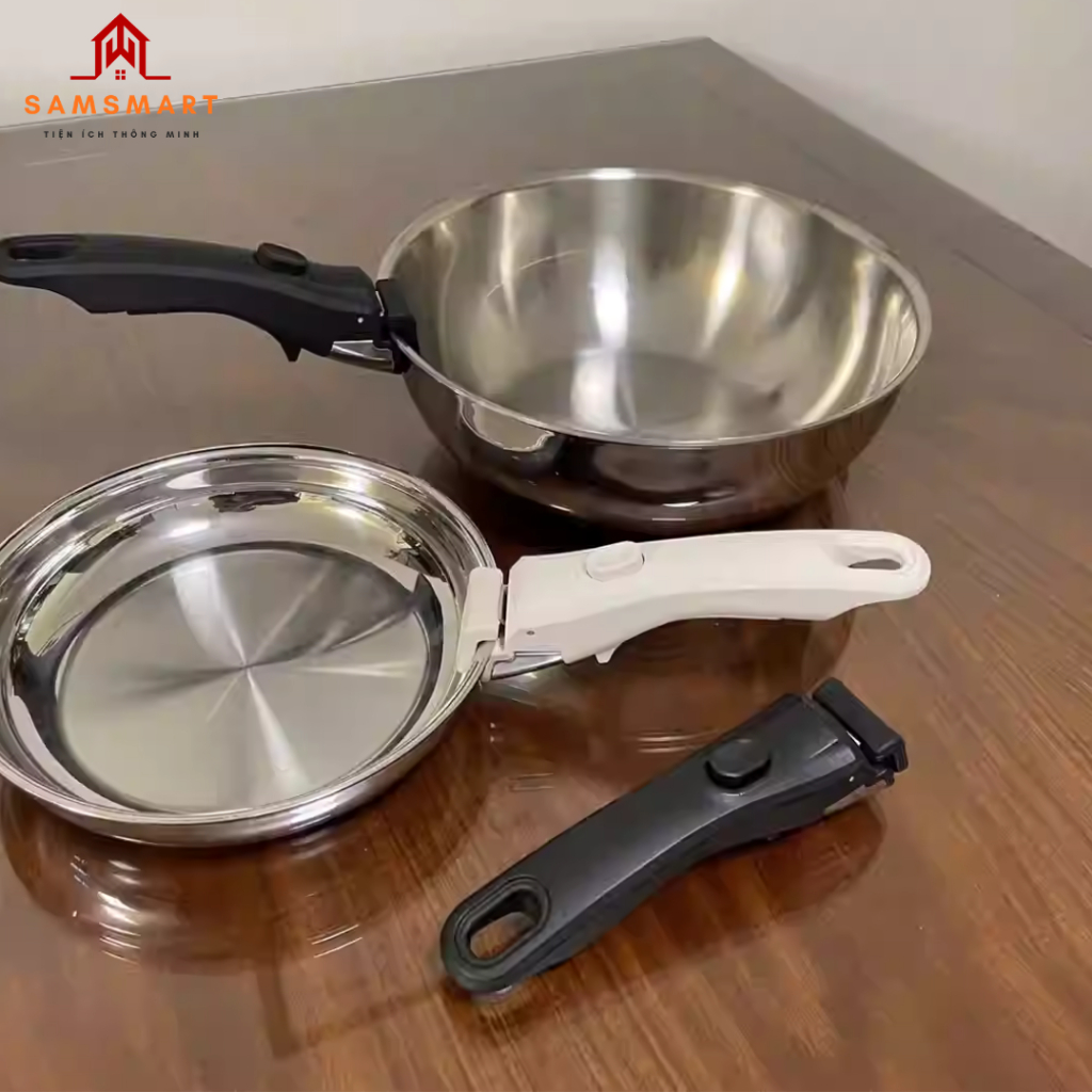 Kẹp Nồi Chảo Chống Nóng SAMSMART | Tay Cầm Tháo Rời Kẹp Chắc Chịu Nhiệt Bakelite An Toàn Cho Nhà Bếp