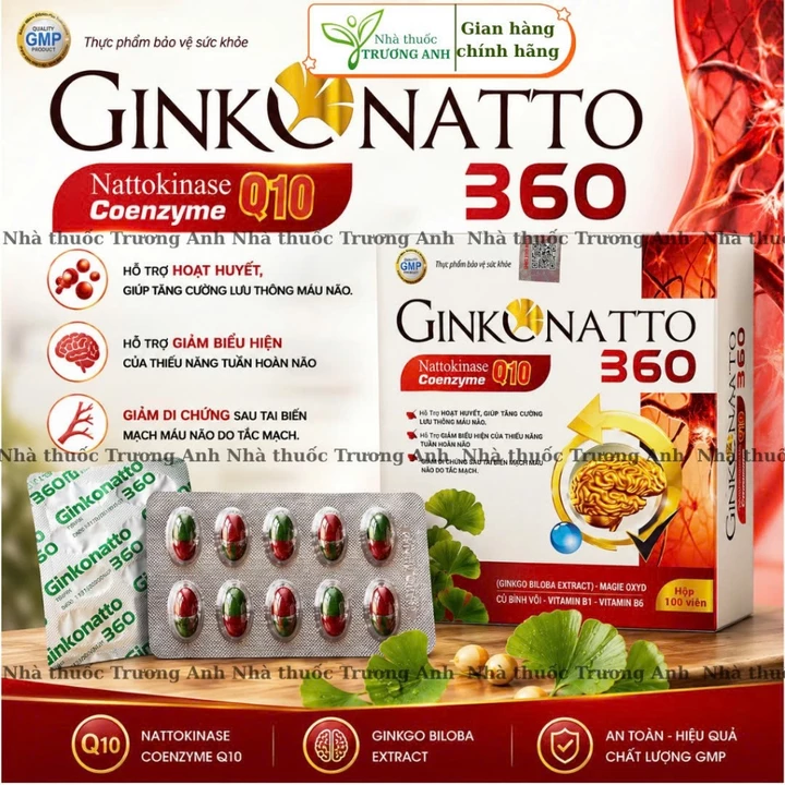 Viên Uống Ginkgo Nato 360 Q10 – Tăng Tuần Hoàn Máu Não, Bổ Não, Giảm Đau Đầu, Cải Thiện Trí Nhớ – Hộp 100 Viên