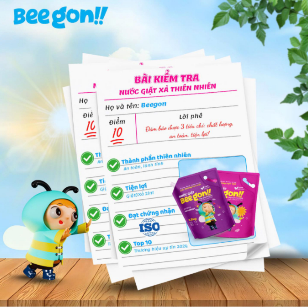 Nước Giặt Xả BEEGON 1,8L,Túi Từ Thiên Nhiên An Toàn,Tiện Lợi,Lưu Hương Dịu Nhẹ 48H