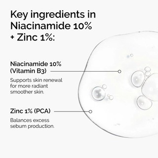 [CHÍNH HÃNG] Serum ngừa mụn, sáng da, se khít, Giảm mụn Niacinamide 10% + Zinc 1% The Ordinary 30ml