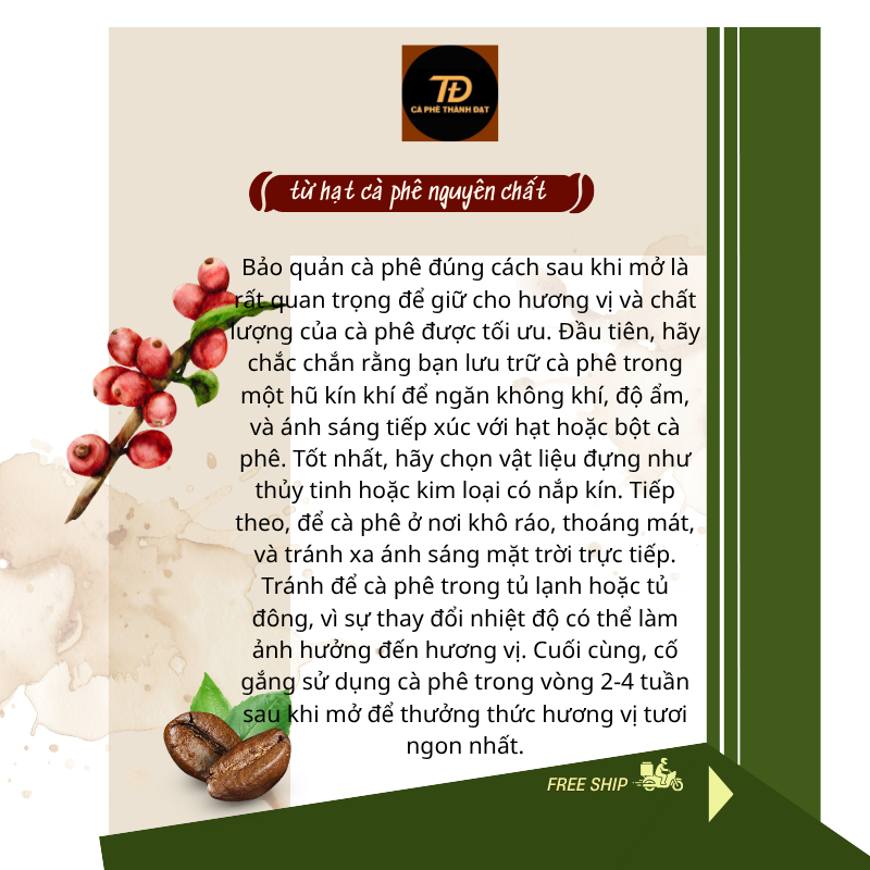 túi 200g cà phê rang xay Thành Đạt 100% từ hạt cà phê Robusta không chất bảo quản