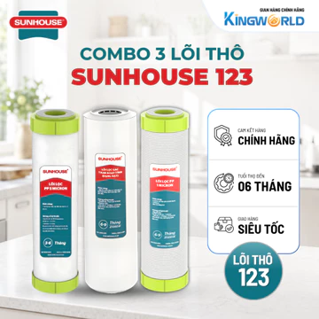 [HỎA TỐC HCM] Bộ 3 Lõi Lọc Thô SUNHOUSE 123 - Lắp Vừa Cốc Lọc Thô 10 Inch Cho Máy Lọc Nước RO