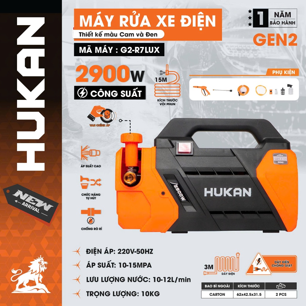 Các Dòng Máy Rửa Xe Cao Áp HUKAN G1-RX1801MN, G1-R4, G2-RX3000, G2-R6LUX, G2-R7LUX, G2-R8LUX, G2-R9LUX - Động Cơ Đồng