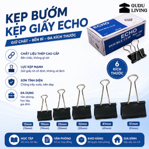 Kẹp bướm kim loại ECHO bền chắc, kẹp giấy chắc chắn, hộp 12 cái | Gudu Living