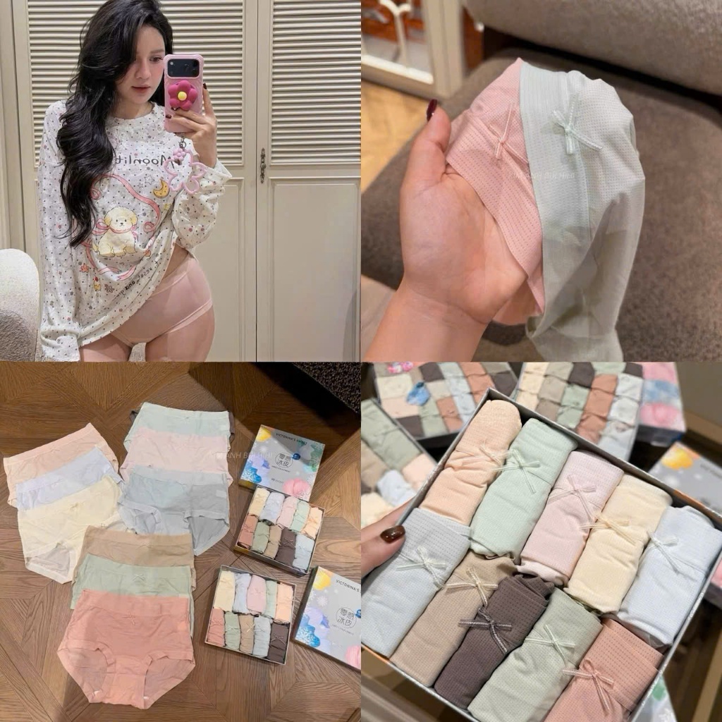 Hộp 10 quần lót cotton thông hơi kháng khuẩn cao cấp Q1653