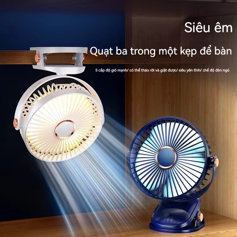 Quạt kẹp bàn J90 5 cấp độ gió, chạy êm, sạc và cắm điện, kẹp/treo/để bàn 3 trong 1 | BigBuy360 - bigbuy360.vn