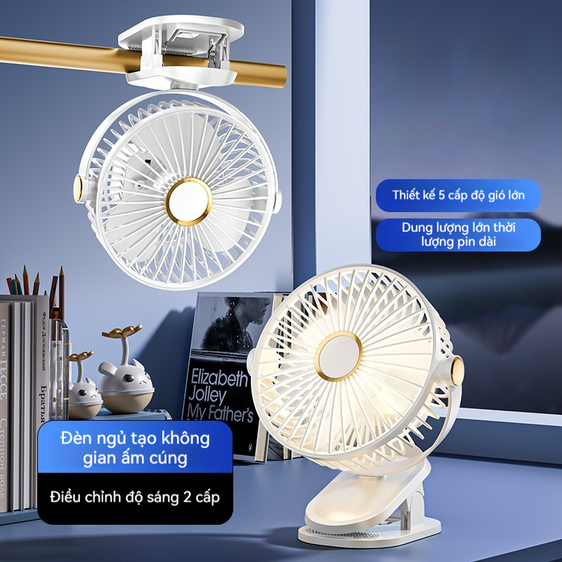 Quạt kẹp bàn J90 5 cấp độ gió, chạy êm, sạc và cắm điện, kẹp/treo/để bàn 3 trong 1 | BigBuy360 - bigbuy360.vn