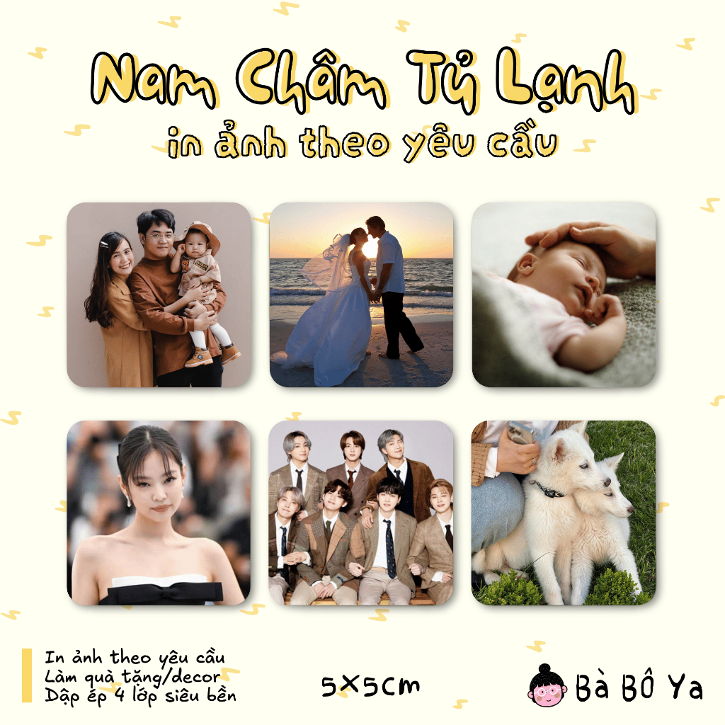 Ảnh nam châm tủ lạnh - In theo yêu cầu - 5x5cm - Quà tặng người yêu, bạn bè, người thân - Trang trí, decor