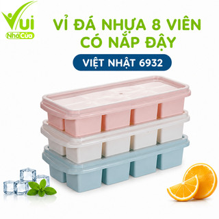 Vỉ Đá Nhựa PP 8 Viên Có Nắp Đậy An Toàn Tiện Lợi GD90 - Khay Làm Đá 8 Ngăn Nhựa PP Có Nắp Đậy