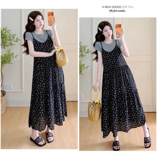 SET VÁY BẦU CỘC TAY  YẾM HOA ÁO ZIP RỜI