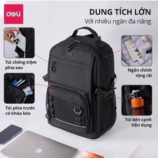 [VHL x Deli] Balo Đa Năng Deli Cao Cấp Chống Nước Sức Chứa Lớn Trợ Lực Du Lịch Văn Phòng