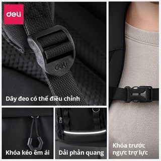 [VHL x Deli] Balo Đa Năng Deli Cao Cấp Chống Nước Sức Chứa Lớn Trợ Lực Du Lịch Văn Phòng