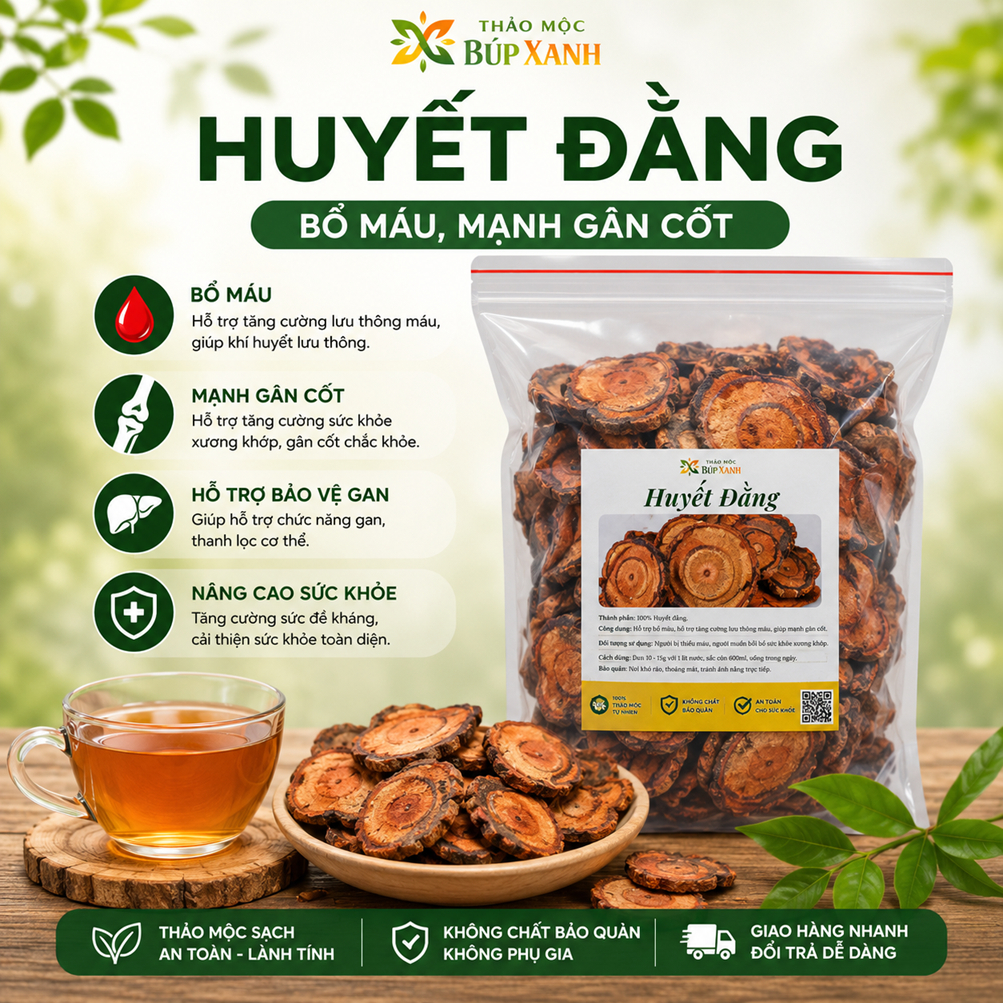 Huyết đằng, kê huyết đằng thái lát 1kg bổ huyết, hỗ trợ lưu thông máu, kích thích tiêu hóa Thảo Mộc Búp Xanh