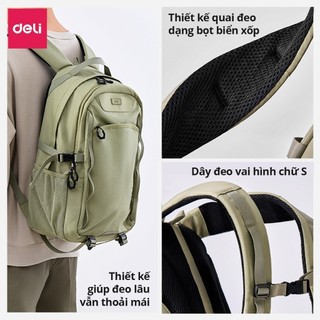[VHL x Deli] Balo Đa Năng Deli Chống Nước Chống Trộm Trợ Lực Dung Tích Lớn Balo Thể Thao Văn phòng Du Lịch Leo Núi