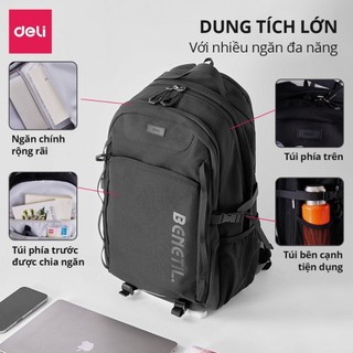 [VHL x Deli] Balo Đa Năng Deli Chống Nước Chống Trộm Trợ Lực Dung Tích Lớn Balo Thể Thao Văn phòng Du Lịch Leo Núi