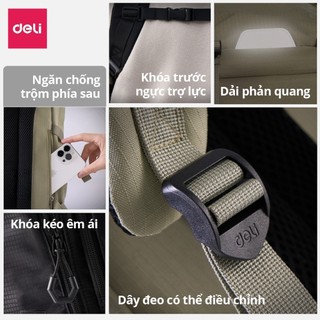 [VHL x Deli] Balo Đa Năng Deli Chống Nước Chống Trộm Trợ Lực Dung Tích Lớn Balo Thể Thao Văn phòng Du Lịch Leo Núi
