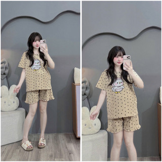 BỘ BẦU - BỘ SAU SINH -BỘ ĐÙI COTONG CHẤM BI HÌNH VỊT XINH-5 màu, quần có chun chỉnh