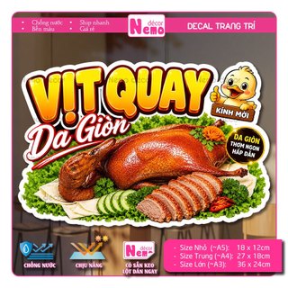 Decal Trang Trí Heo Quay, Vịt Quay, Tranh Dán Quán Ăn, Tiệm Bánh Mì, Dán Tường, Tủ, Kính, Xe Đẩy - Chịu Được Mưa Nắng.