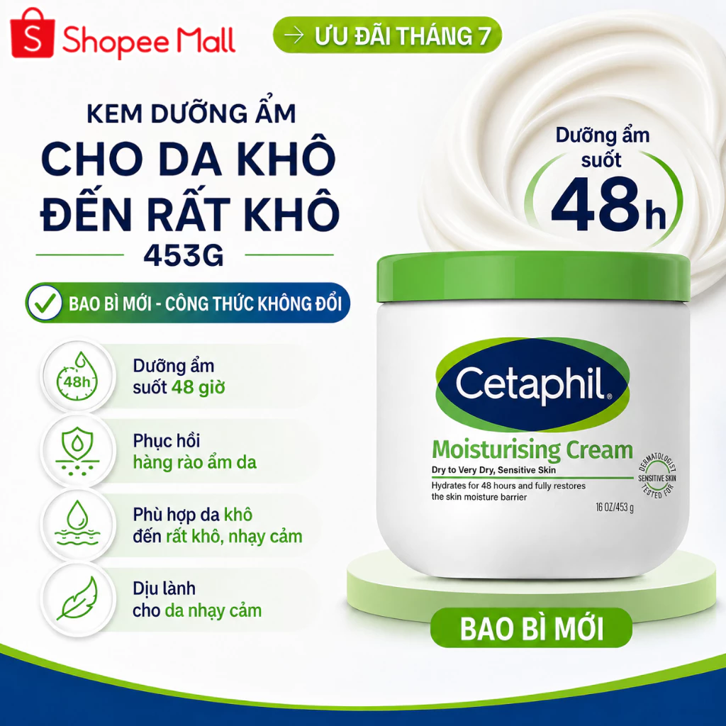 Kem dưỡng ẩm Cetaphil Moisturising Cream hộp 453g