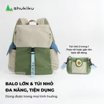 Ba lô túi siêu nhẹ 2in1 cho bé cấp 2 đi học du lịch dã ngoại thời trang chống nước Shukiku — ảnh 3