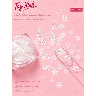 Combo 3 Màu Hạt Kim Tuyến Hình Sao Nail Tay Xinh – Trang Trí Móng 3D Lấp Lánh, Kim Tuyến Sao Bạc Trắng Cực Quang