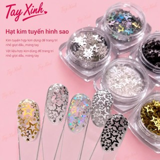Combo 3 Màu Hạt Kim Tuyến Hình Sao Nail Tay Xinh – Trang Trí Móng 3D Lấp Lánh, Kim Tuyến Sao Bạc Trắng Cực Quang