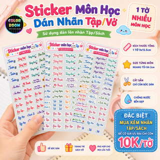 Sticker Môn Học Dán Nhãn Tập Vở Chống Nước | Nhãn Tên Môn Học Cắt Sẵn - ColorBoom