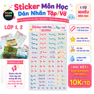 Sticker Môn Học Dán Nhãn Tập Vở Chống Nước | Nhãn Tên Môn Học Cắt Sẵn - ColorBoom