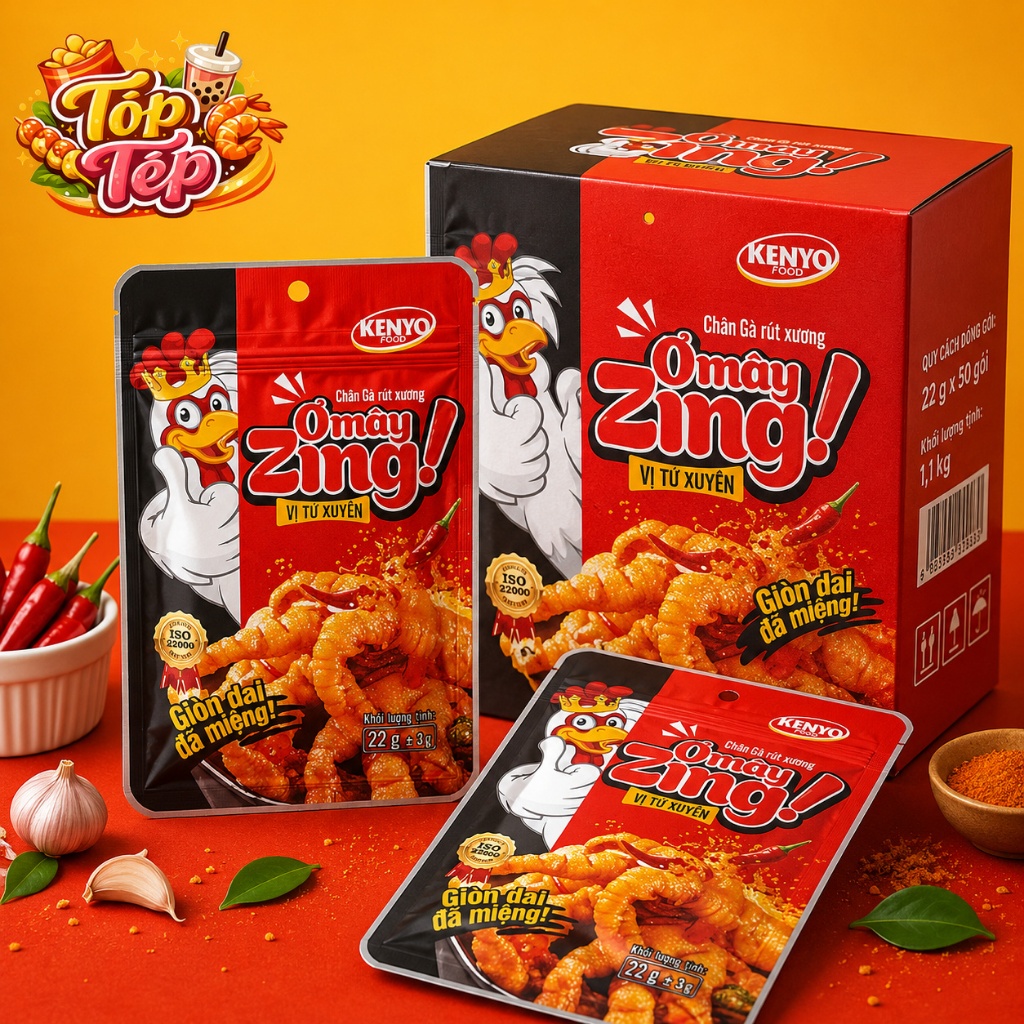 Combo 1/3/5 Túi Chân gà rút xương Oyangzing vị Tứ Xuyên 22g ±3 - Ăn Vặt Cay Ngon