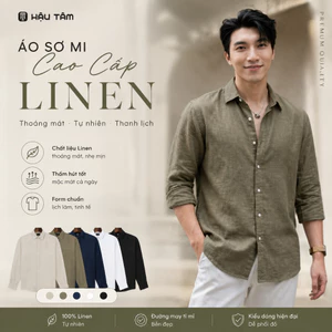 Áo sơ mi nam linen premium cài nút, form đẹp thoáng mát, dễ phối cho đi làm và đi chơi
