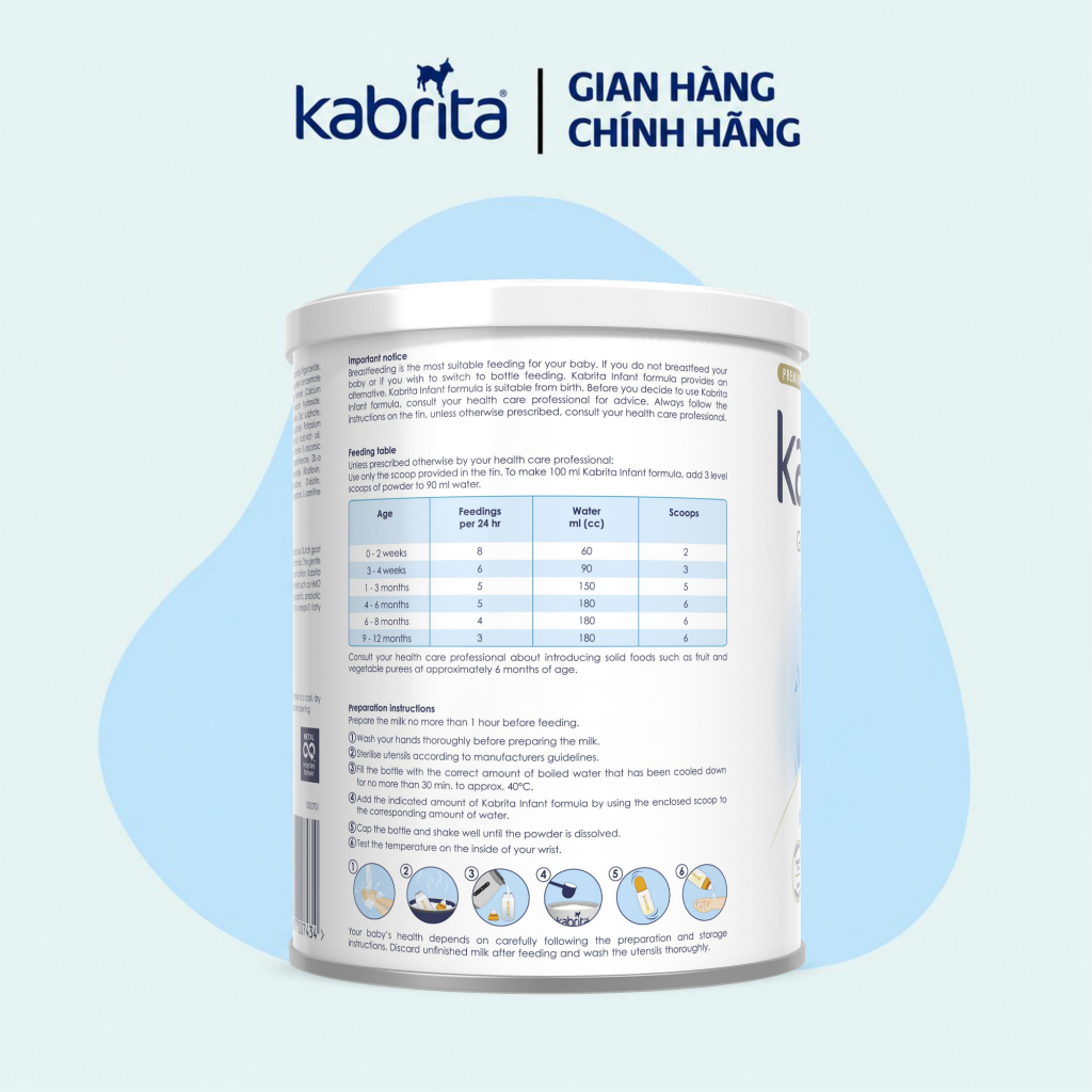 Sữa dê Kabrita số 1 INFANT FORMULA, cho trẻ 0-1 tuổi , nhập khẩu Hà Lan