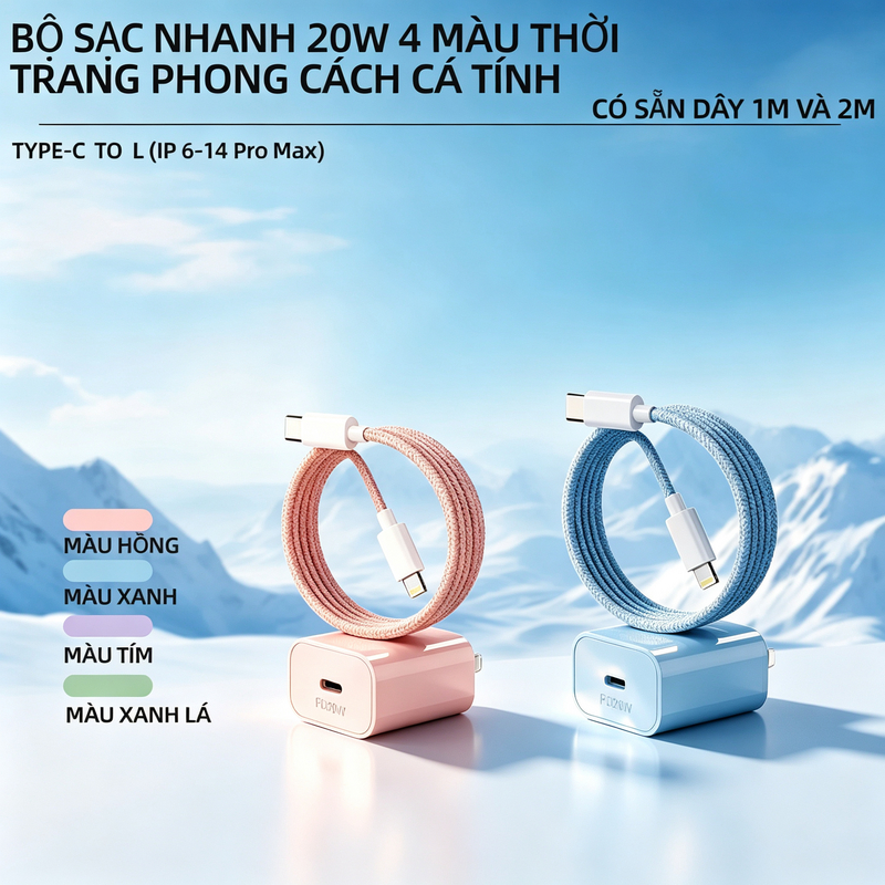 Sạc nhanh 20.W (Bộ chuyển đổi PD20.W) Cáp Type-c USB tương thích ip phụ kiện điện thoại ip6-14prmax