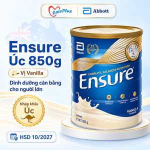 Sữa bột Ensure Úc Abbott 850g vị Vani HSD 2027 Dinh dưỡng cân bằng, 28 vitamin & khoáng chất cho người lớn