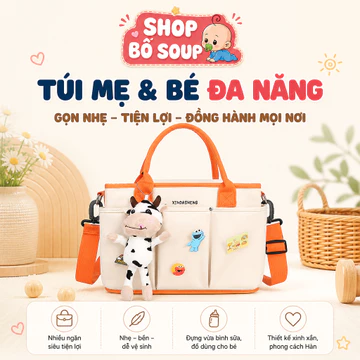Túi đựng bỉm sữa, Balo bỉm sữa đa năng đựng đồ cho mẹ và bé có ngăn giữ nhiệt bình sữa Shop Bố Soup