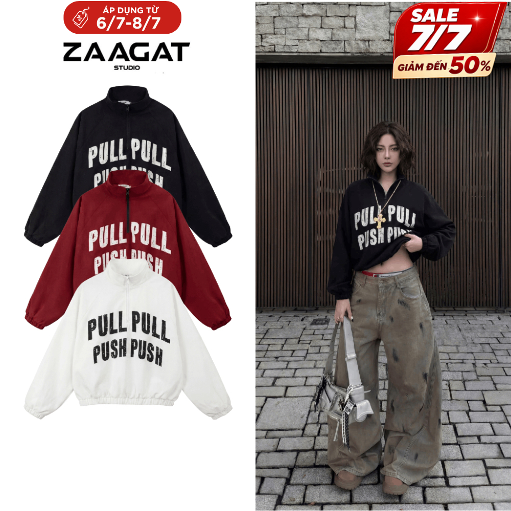 [SIÊU RẺ] Áo Khoác Gió Form Boxy Halfzip Jacket Zaagat Studio Chất Liệu Chống Nước, Chống Gió, Giữ Ấm Thu Đông