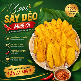 (MỚI) Xoài Sấy Dẻo Muối Ớt Nguyên Miếng 500g, Đặc Biệt Vị Chua Cay, Mềm Dẻo, Không Xơ