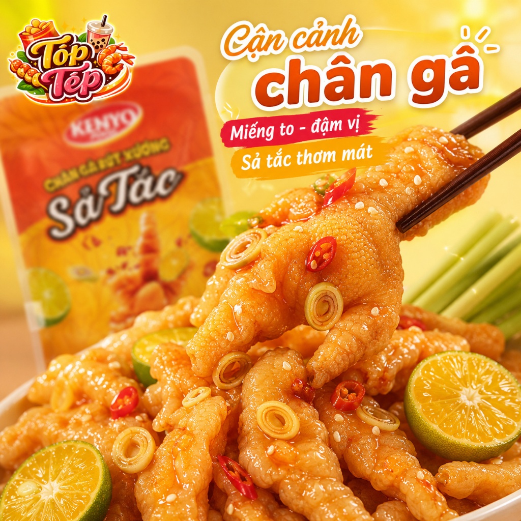 Combo 1/3/5 Túi Chân gà rút xương KENYO vị sả tắc 26g - Ăn Vặt Cay Ngon