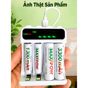 Pin Sạc Maxpow AA 3300mAh AAA 1300mAh 1.2V Kèm Đốc Sạc Thông Minh Tự Ngắt Sạc Nhanh An Toàn Cho Remote Micro Đồ Chơi