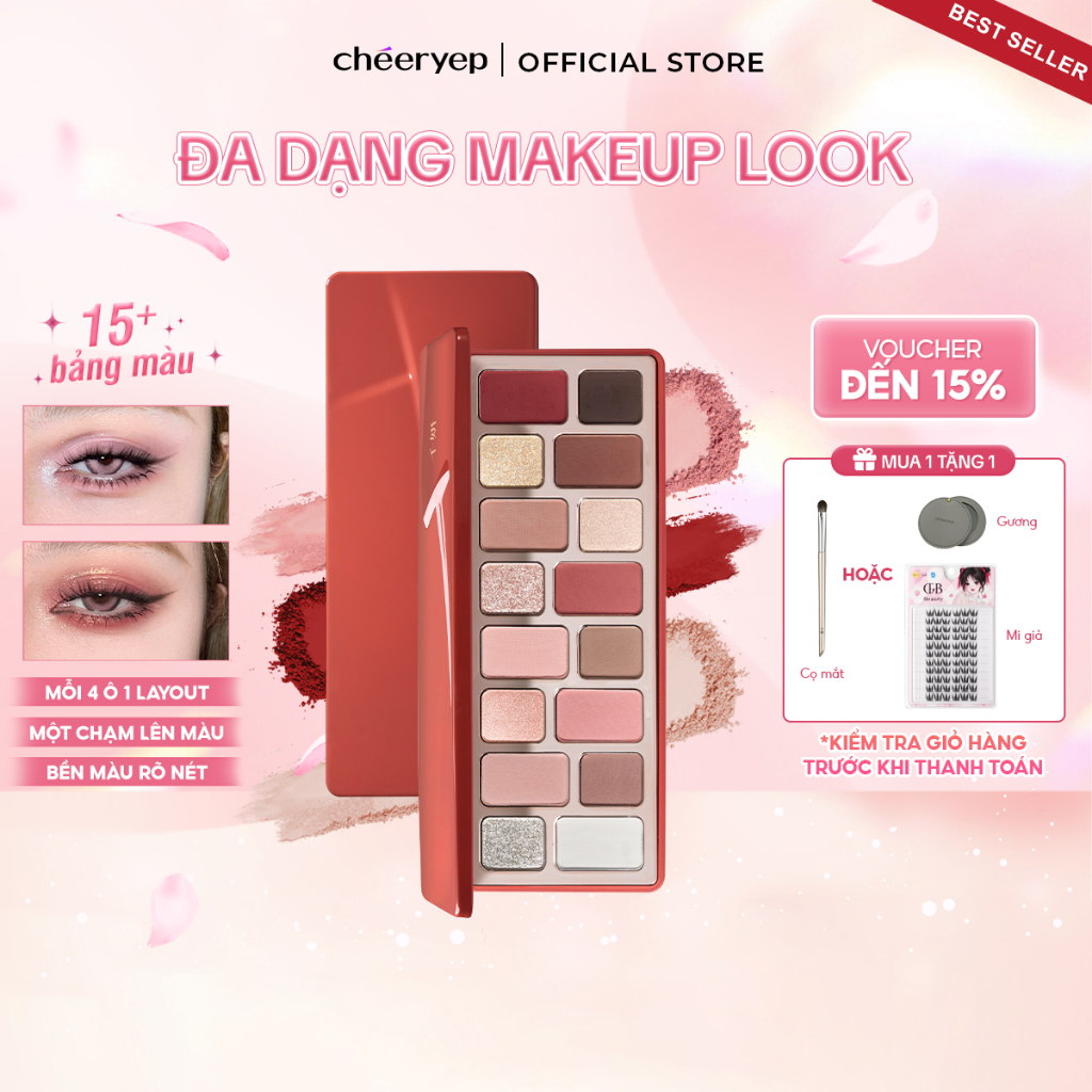 Bảng Phấn Mắt CHEERYEP 16 Ô Natural Star Đa Năng Dễ Dùng Chuẩn Màu Lâu Trôi Đa Dạng Bảng Màu Nhũ Lì