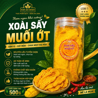 (MỚI) Xoài Sấy Dẻo Muối Ớt Nguyên Miếng 500g, Đặc Biệt Vị Chua Cay, Mềm Dẻo, Không Xơ
