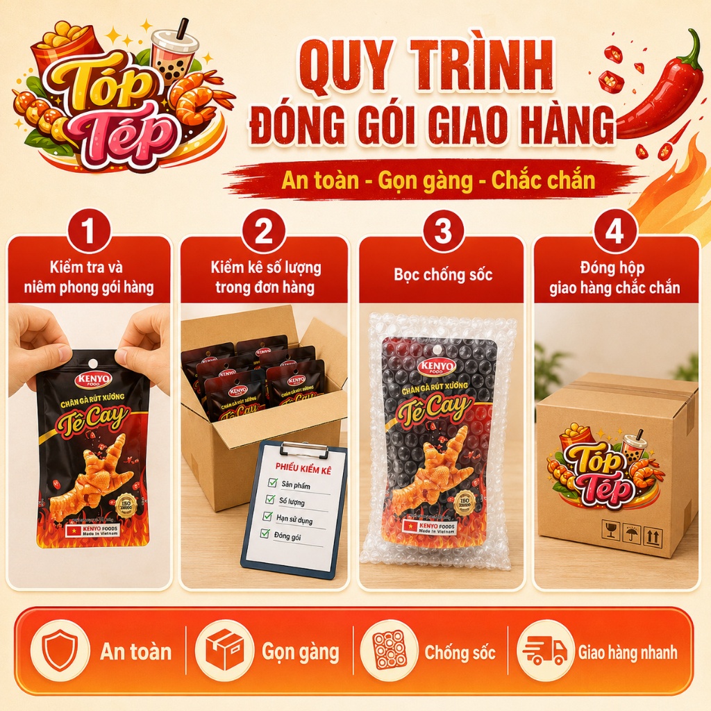 Combo 5/10/20 Túi, Chân gà rút xương KENYO vị tê cay 26g - Ăn Vặt Cay Ngon