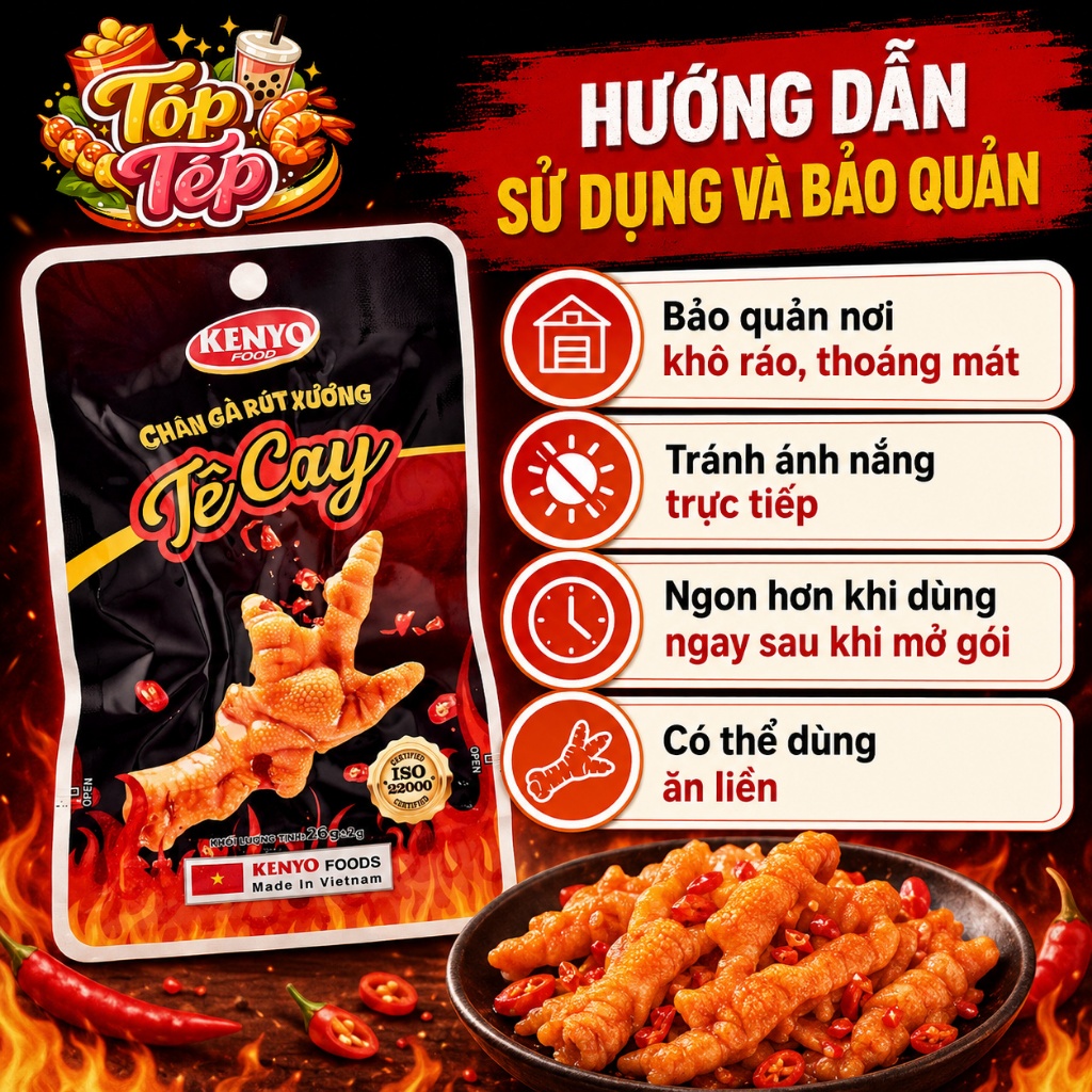 Combo 5/10/20 Túi, Chân gà rút xương KENYO vị tê cay 26g - Ăn Vặt Cay Ngon