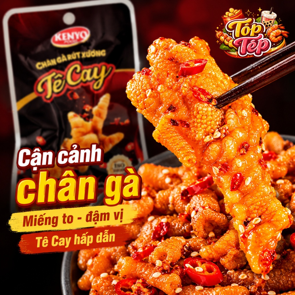 Combo 5/10/20 Túi, Chân gà rút xương KENYO vị tê cay 26g - Ăn Vặt Cay Ngon