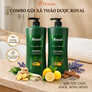 Bộ Dầu Gội Xả Thảo Dược Hyamin Royal Gừng Sả Chanh Giảm Gãy Rụng Mềm Mượt Tóc 800ml