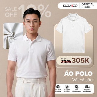 Áo polo trắng KURA MAN vải cá sấu Cotton thoáng mát lịch lãm, năng động, trẻ trung, sang trọng