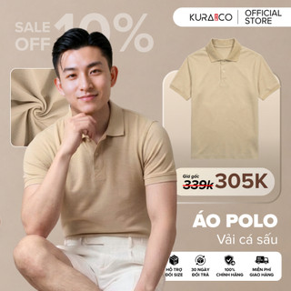 Áo polo màu be KURA MAN vải cá sấu Cotton sang trọng, lịch sự, trẻ trung, dễ phối