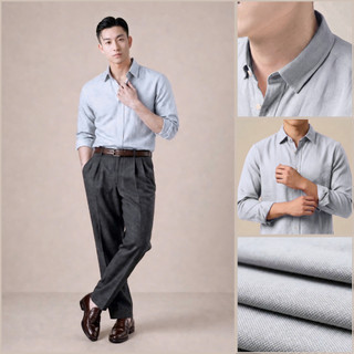 Áo Sơ Mi Trơn Nam VẢI OXFORD CAO CẤP Màu Xám Dài Tay vải Oxford cao cấp - KURAMAN