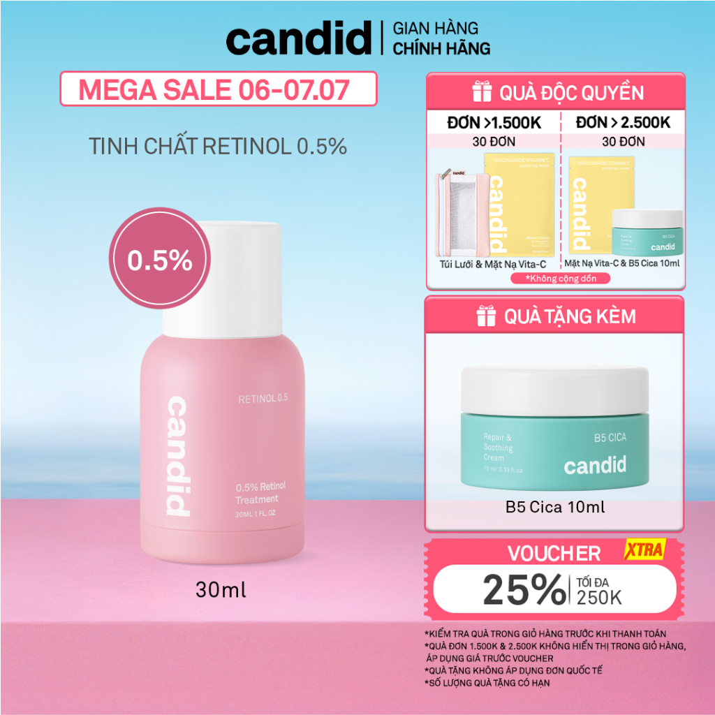 Tinh chất Retinol 0.5% Hỗ Trợ Cải Thiện Nền Da CANDID 0.5% Retinol Treatment 30ml
