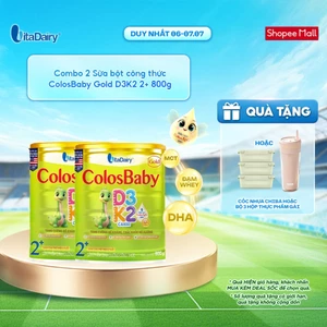 Sữa bột ColosBaby D3K2 2+ cho trẻ trên 2 tuổi - Bổ sung dinh dưỡng, hỗ trợ đề kháng - Lon 800g